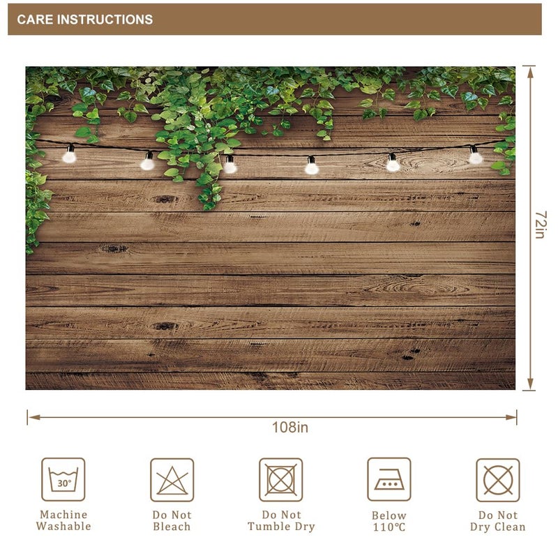 Riyidecor Extra Wide Wooden Clawfoot Tub Fabric Shower Curtain 108Wx72H Inch Rustic Wood Green Leaves 18 Pack Metal Hooks Western Farmhouse Brown Wall Board Bathroom Home Decor Waterproof Polyester - Image 5